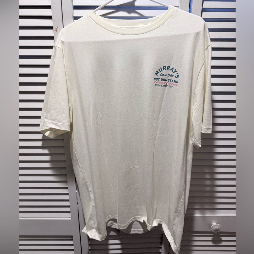 Vineyard Vines Cream Murray's Hot Dog Stand Logo Crew Neck